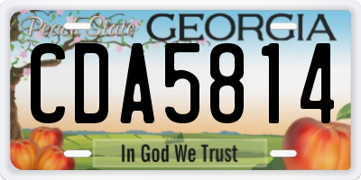 GA license plate CDA5814