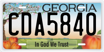 GA license plate CDA5840