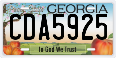 GA license plate CDA5925
