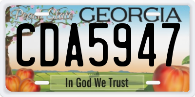 GA license plate CDA5947