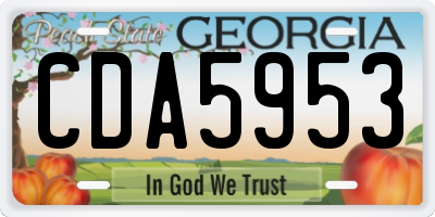GA license plate CDA5953