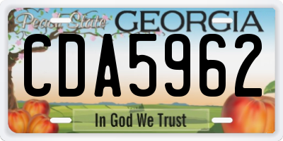 GA license plate CDA5962