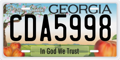 GA license plate CDA5998