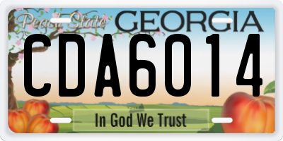 GA license plate CDA6014