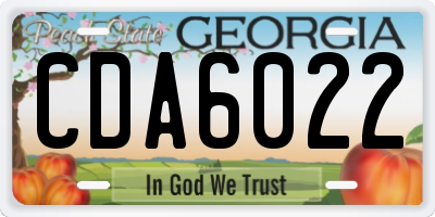 GA license plate CDA6022