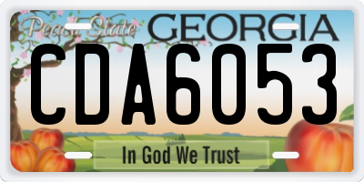 GA license plate CDA6053