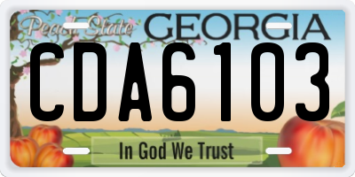 GA license plate CDA6103