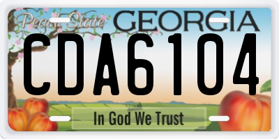GA license plate CDA6104