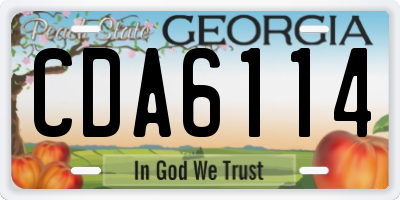 GA license plate CDA6114