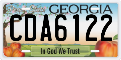 GA license plate CDA6122