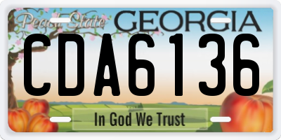 GA license plate CDA6136