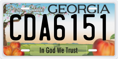GA license plate CDA6151