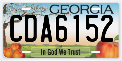 GA license plate CDA6152