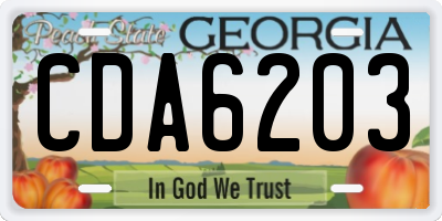 GA license plate CDA6203
