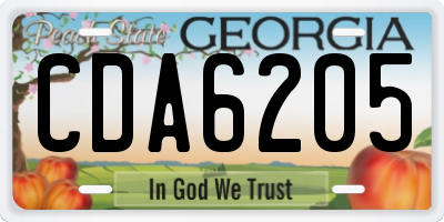 GA license plate CDA6205