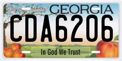 GA license plate CDA6206