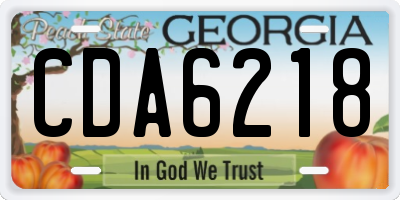 GA license plate CDA6218