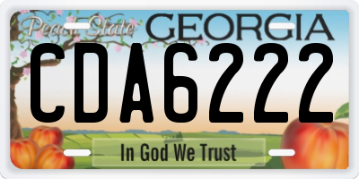 GA license plate CDA6222