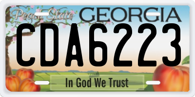 GA license plate CDA6223