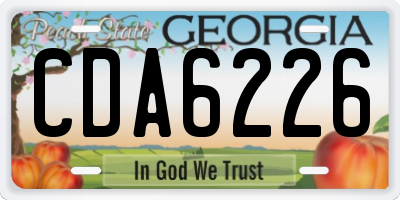 GA license plate CDA6226