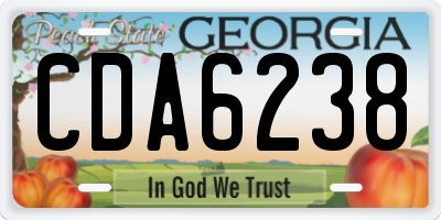 GA license plate CDA6238