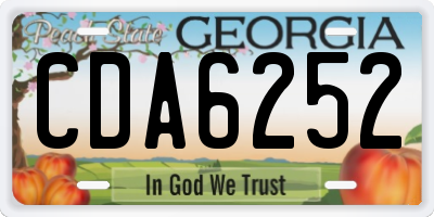 GA license plate CDA6252