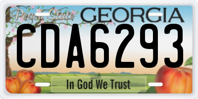 GA license plate CDA6293