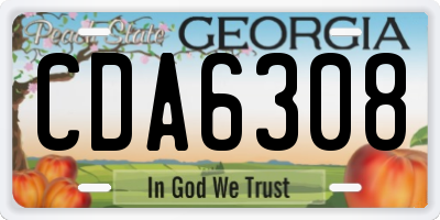 GA license plate CDA6308