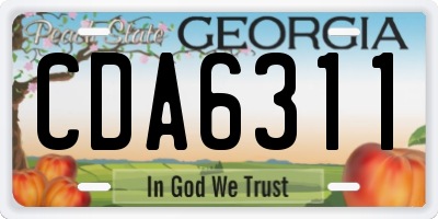 GA license plate CDA6311