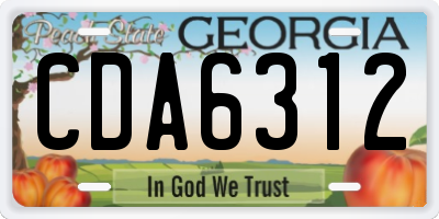 GA license plate CDA6312