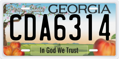 GA license plate CDA6314