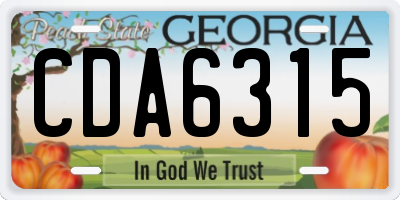 GA license plate CDA6315