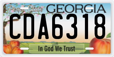 GA license plate CDA6318