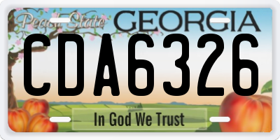 GA license plate CDA6326
