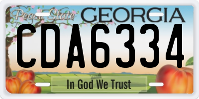 GA license plate CDA6334
