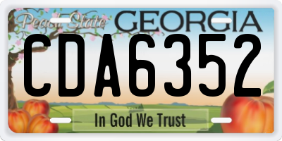 GA license plate CDA6352