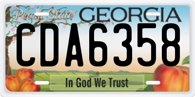 GA license plate CDA6358