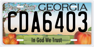 GA license plate CDA6403