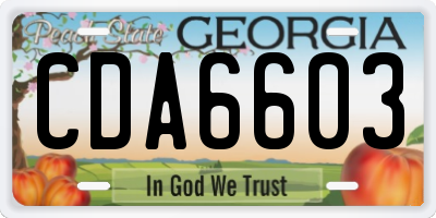 GA license plate CDA6603