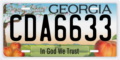 GA license plate CDA6633