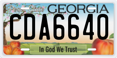 GA license plate CDA6640