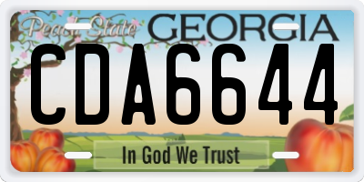 GA license plate CDA6644