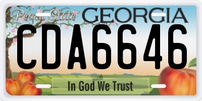 GA license plate CDA6646