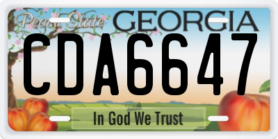 GA license plate CDA6647