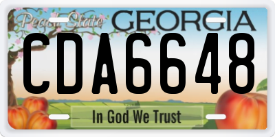GA license plate CDA6648