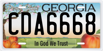 GA license plate CDA6668