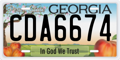 GA license plate CDA6674