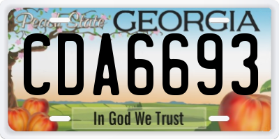 GA license plate CDA6693