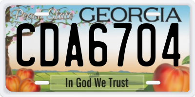 GA license plate CDA6704