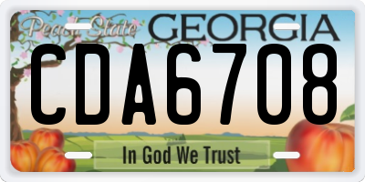 GA license plate CDA6708